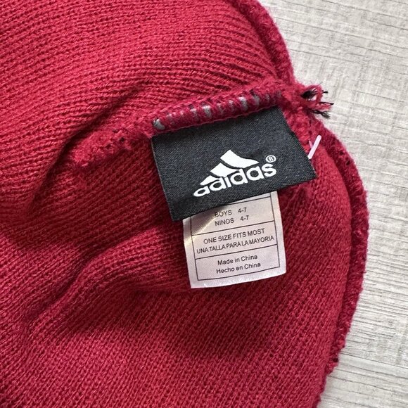 Nebraska Cornhuskers Youth Tassle Winter Beanie Stocking Cap Knit Hat Adidas NWT - Picture 4 of 4